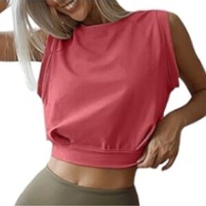 HALARA Coral Pink Crop Tee Sleeveless